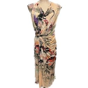 Strenesse Pink and Floral "Painted" Wrap-and-Drape Dress, Size 36 (4)